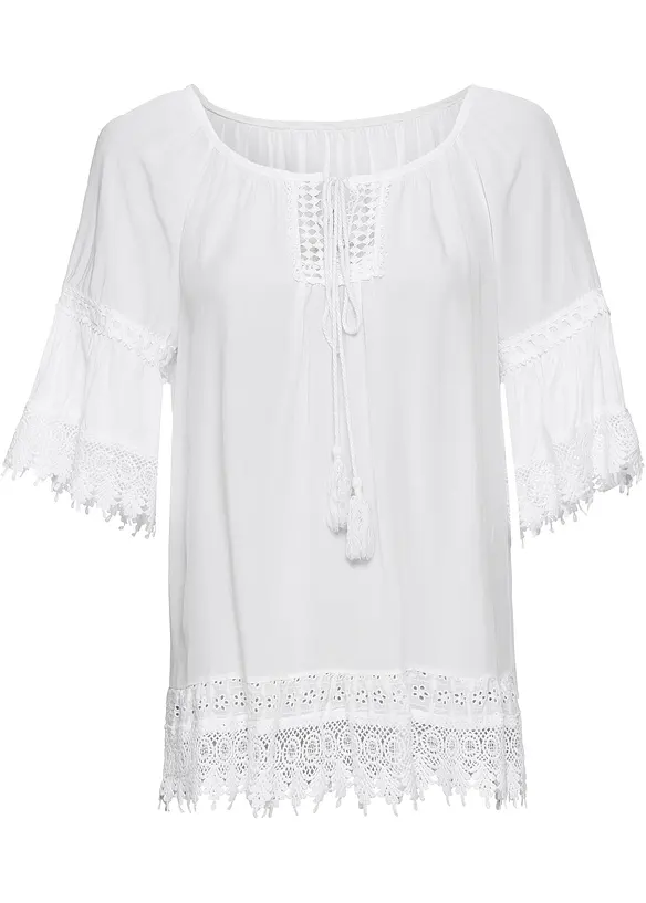 Tuniek met kant van zachte viscose, bonprix