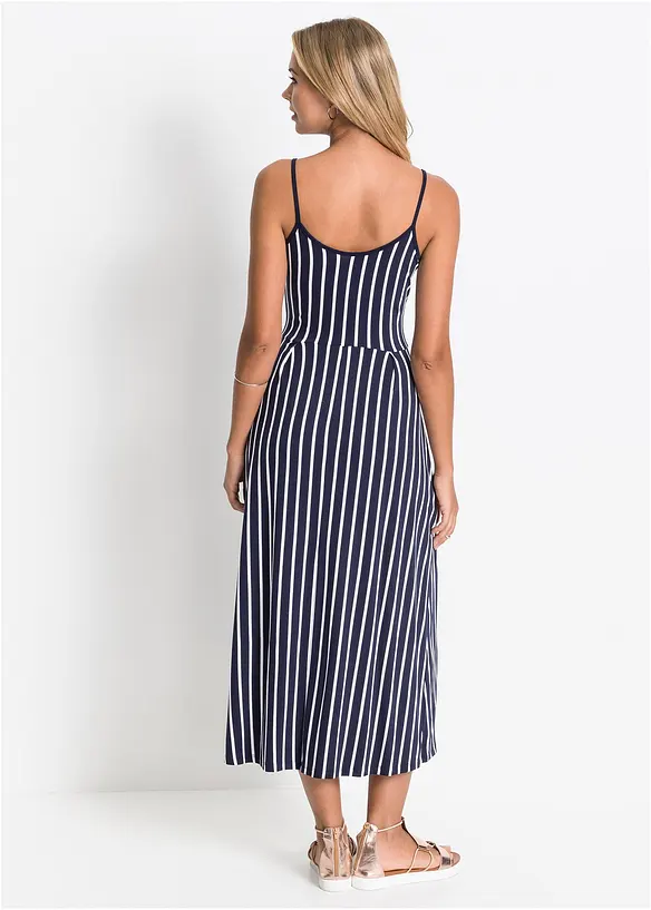Gestreepte jersey zomerjurk met knopen, bonprix