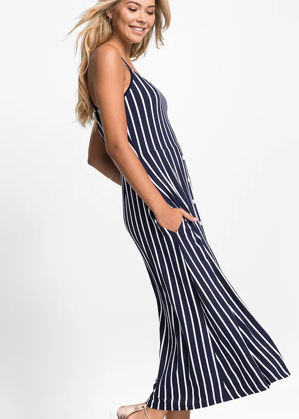 Gestreepte jersey zomerjurk met knopen, bonprix