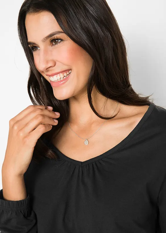 Katoenen longsleeve met elastiek van katoen, bonprix