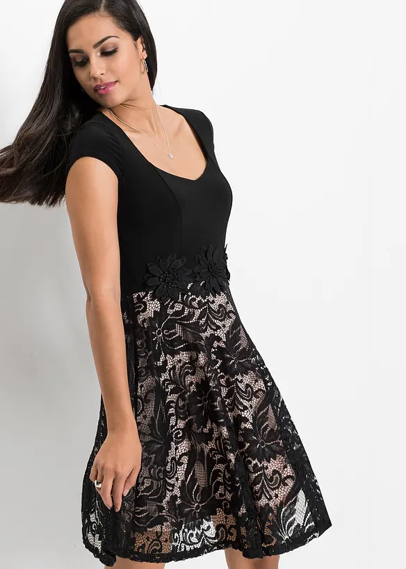 Jurk met kant, bonprix