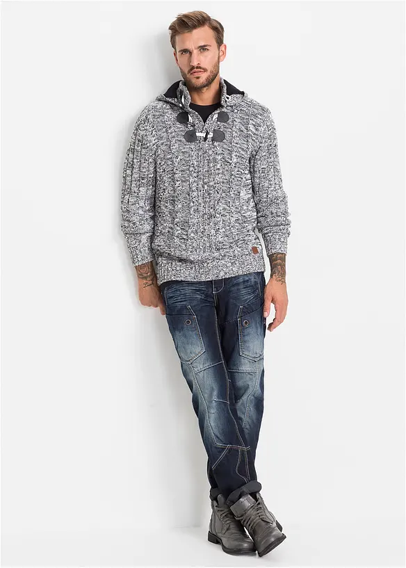 Grof gebreide hoodie met katoen, bonprix