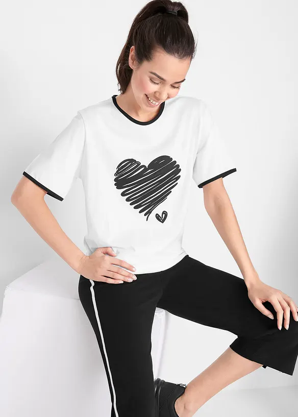 Lang shirt (set van 2), korte mouw, bonprix