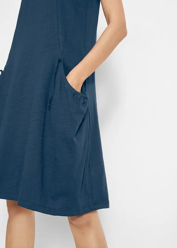 Knielange jurk van katoen-jersey met zakken, bonprix
