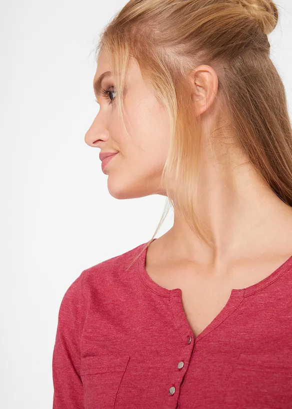 Katoenen Henley shirt met knoopsluiting, bonprix