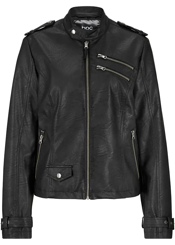 Imitatieleren jas met ritssluitingen, bpc bonprix collection