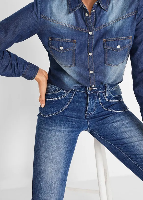 Mid waist cropped jeans, straight, bonprix