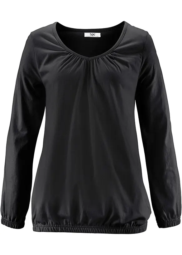 Katoenen longsleeve met elastiek van katoen, bonprix