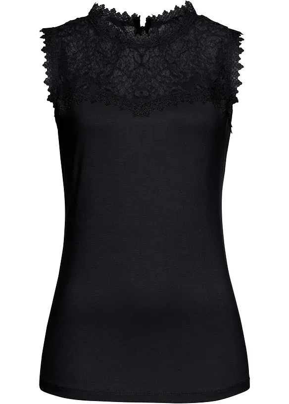Top met kant in een viscosemix, bonprix