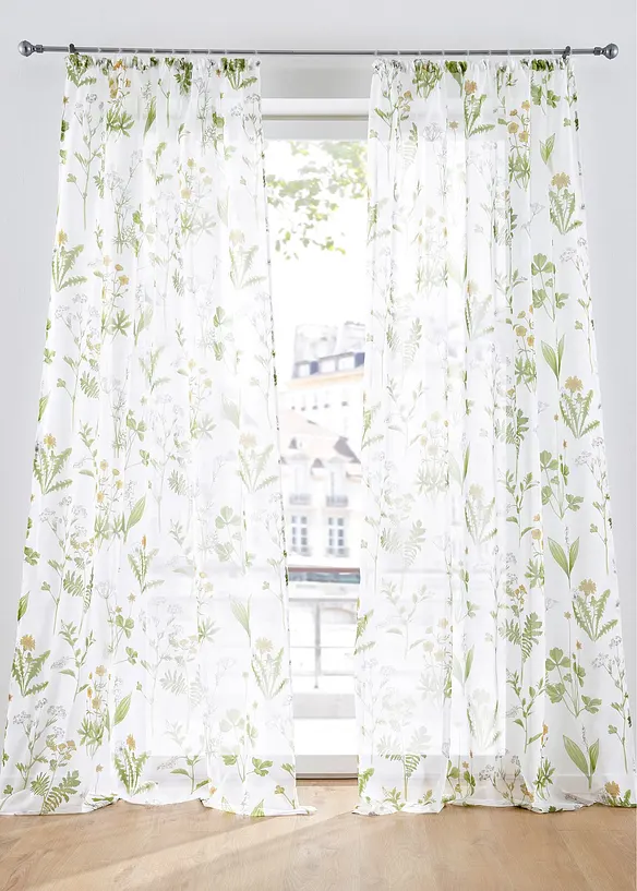 Transparant gordijn met bloemenprint (1 stuk), bonprix