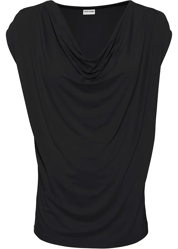 Shirt met watervalhals in een  viscosemix, bonprix