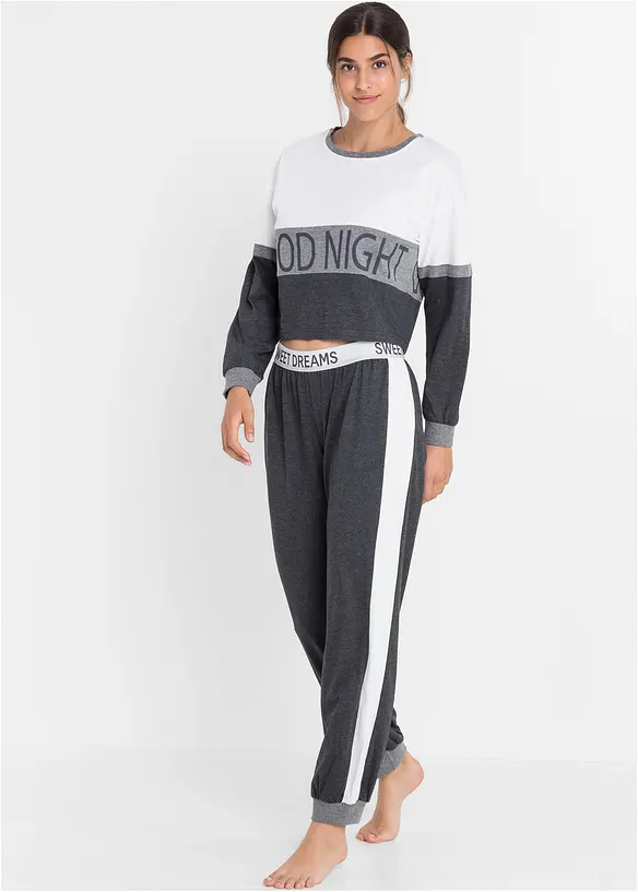 Pyjama met cropped longsleeve (2-dlg.), bpc bonprix collection