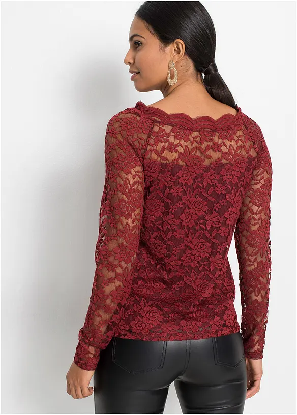 Kanten shirt met lange mouwen, bonprix