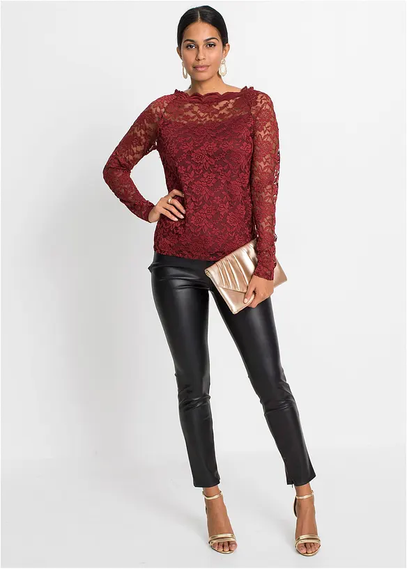 Kanten shirt met lange mouwen, bonprix