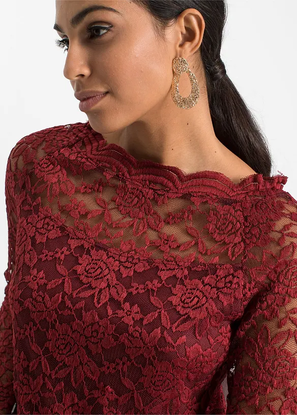 Kanten shirt met lange mouwen, bonprix