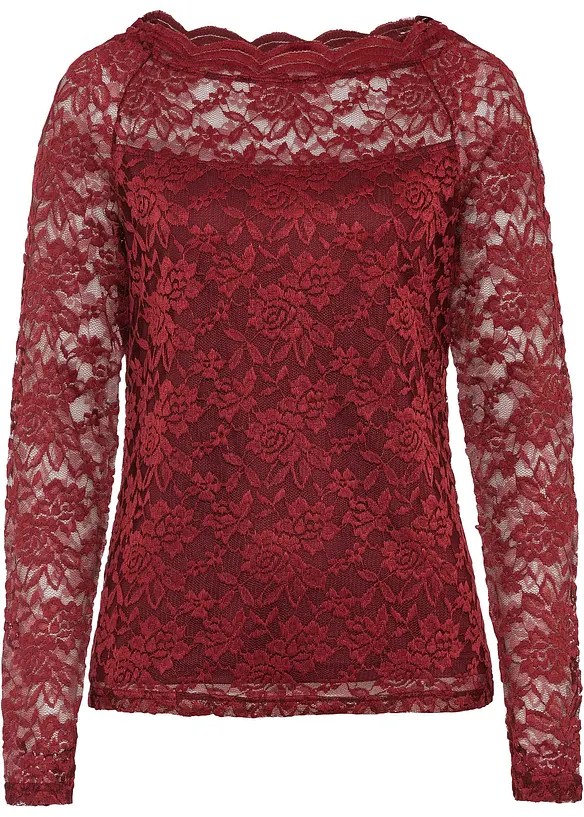 Kanten shirt met lange mouwen, bonprix