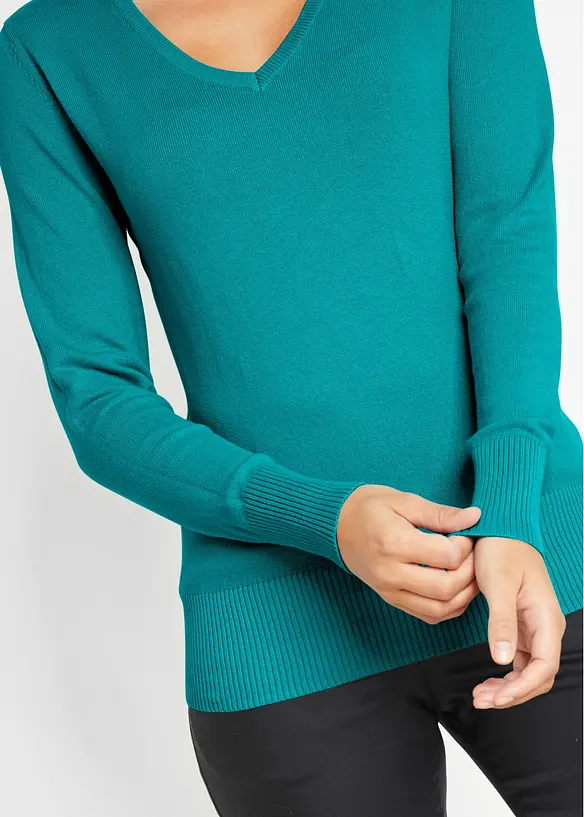 Fijngebreide trui met V-hals, bonprix