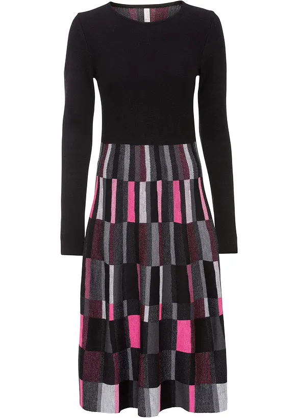 Wijd uitlopende, gebreide jacquard jurk, bonprix