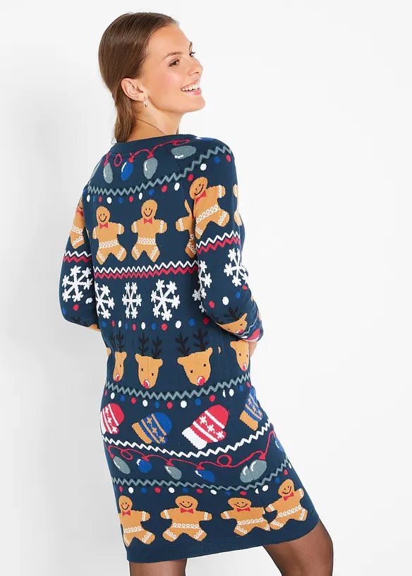 Gebreide jurk met kerstmotieven, bonprix