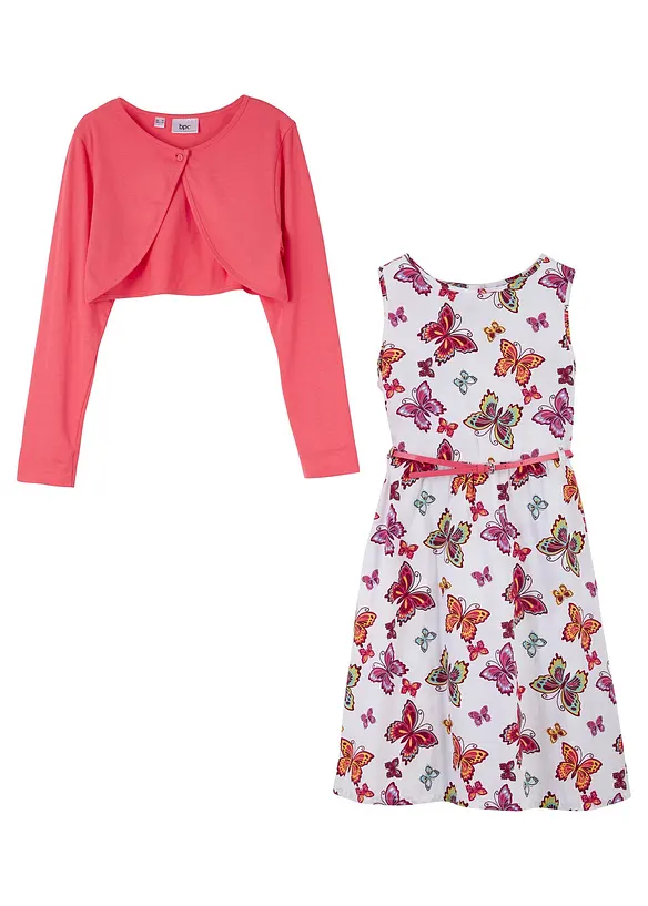 Meisjes jurk + riem + bolero (3-dlg. set), bonprix