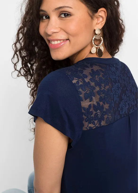 Henley shirt van een viscosemix, bonprix