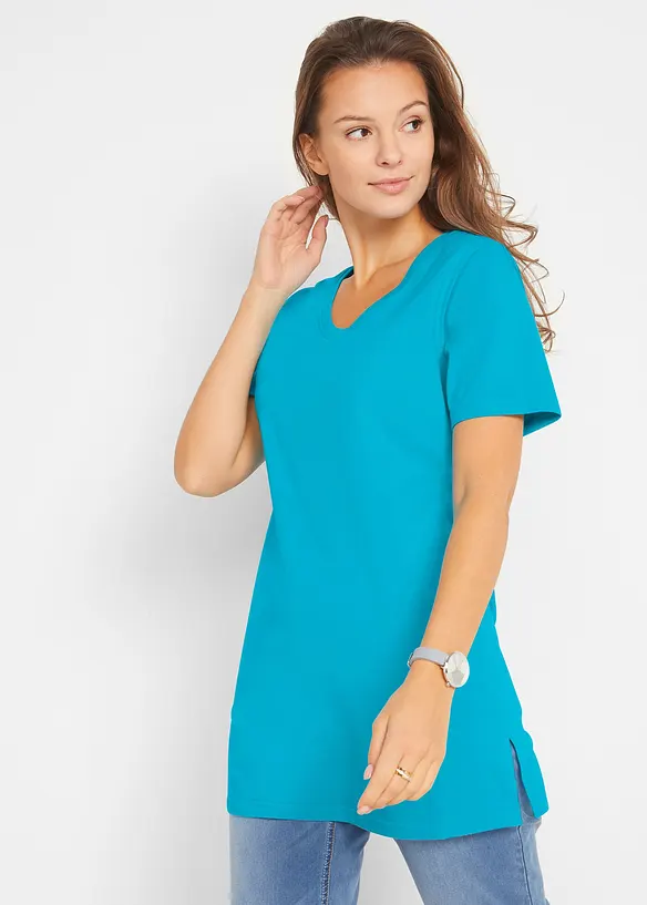 Basic longshirt met V-hals (set van 2), bonprix