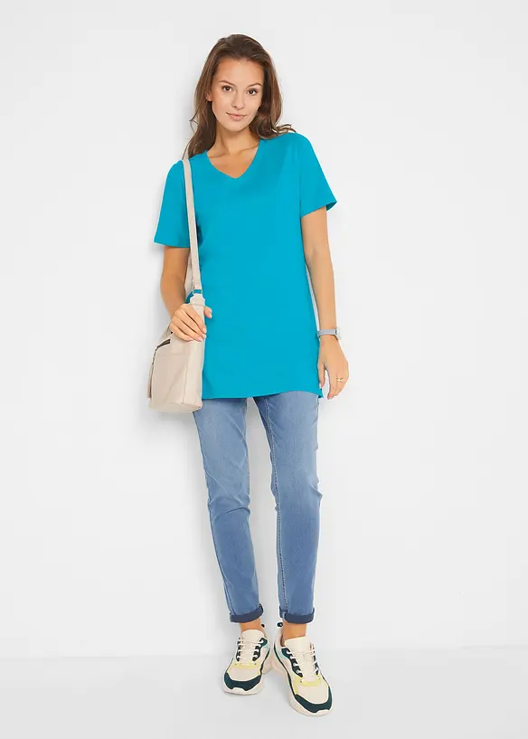 Basic longshirt met V-hals (set van 2), bonprix