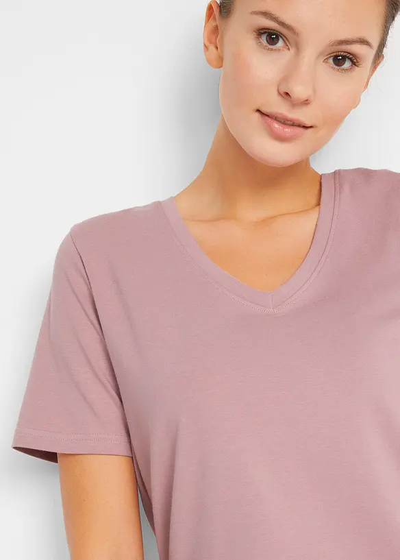 Basic longshirt met V-hals (set van 2), bonprix