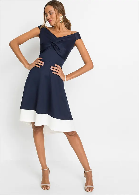 Carmen jurk met knoopdetail, bonprix