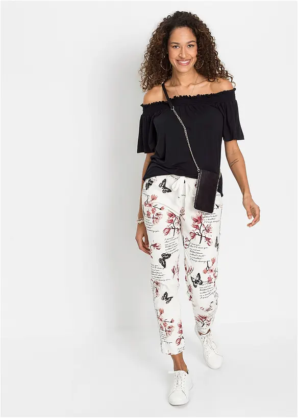 Losse twill broek, bonprix