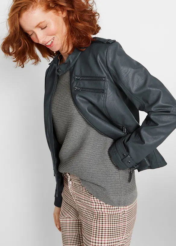 Imitatieleren jas met ritssluitingen, bpc bonprix collection