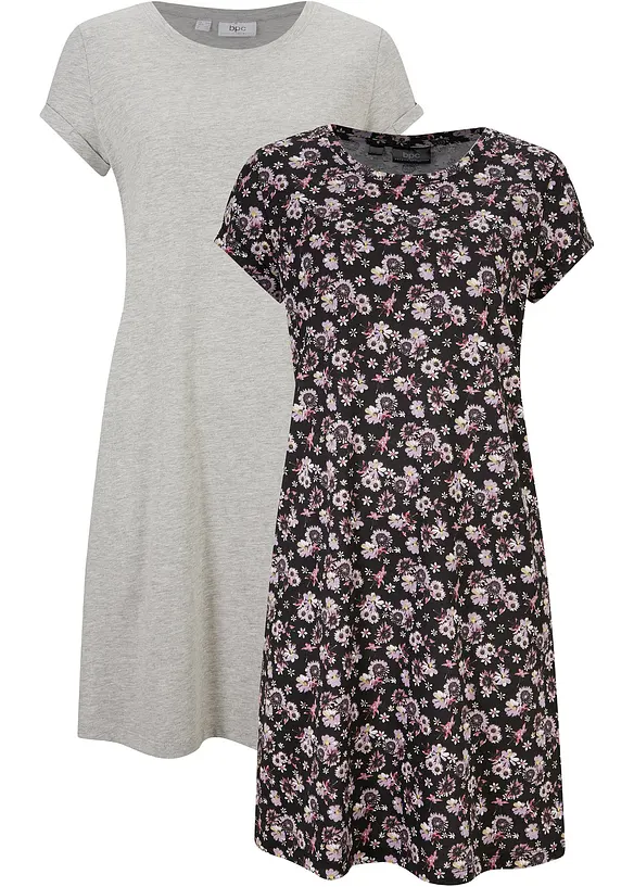 Shirtjurk van katoen met splitten opzij (set van 2), bonprix