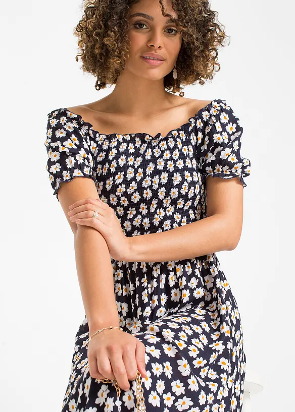 Gedessineerde midijurk van viscose, bonprix
