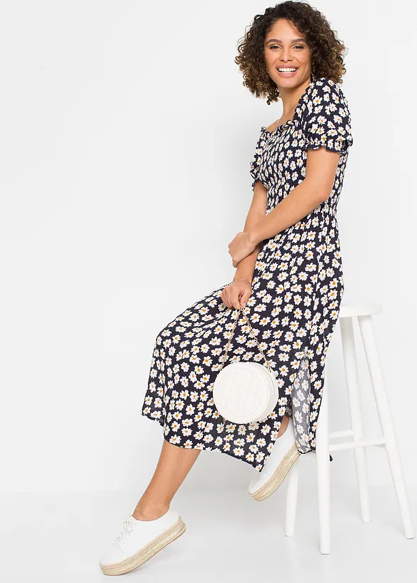 Gedessineerde midijurk van viscose, bonprix