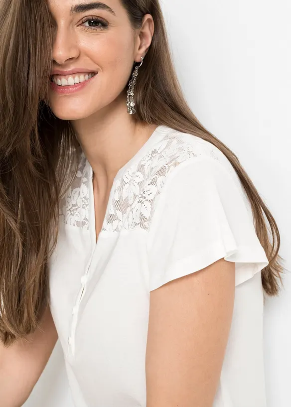 Henley shirt van een viscosemix, bonprix