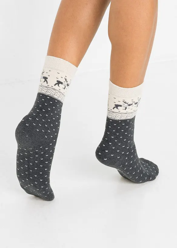 Thermosokken (3 paar) met winterdessin, bonprix