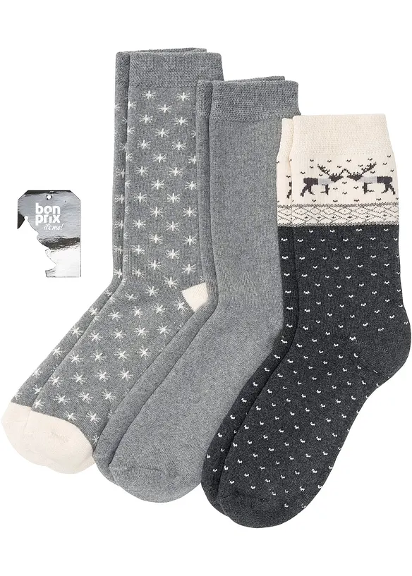 Thermosokken (3 paar) met winterdessin, bonprix
