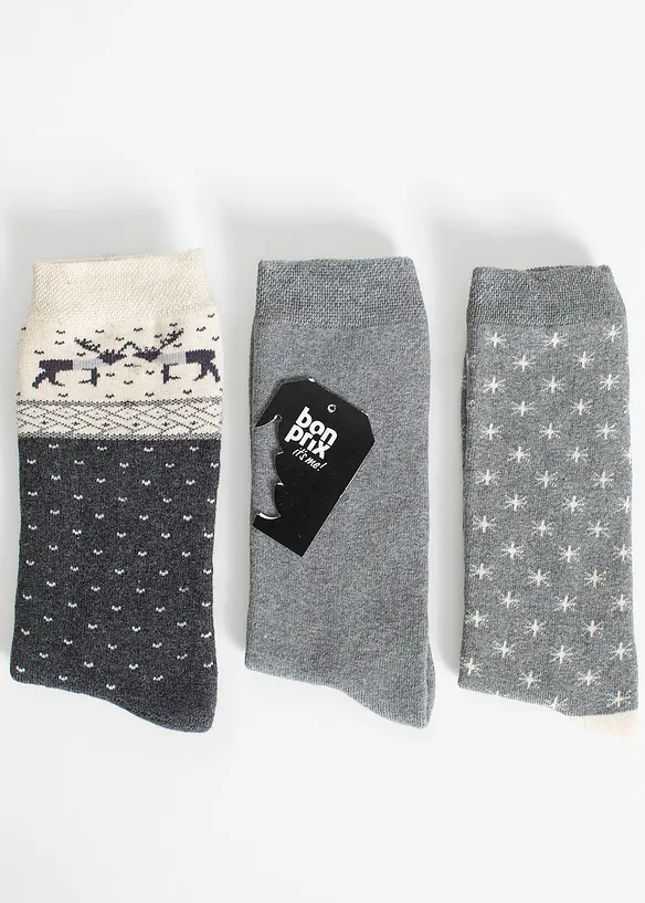 Thermosokken (3 paar) met winterdessin, bonprix