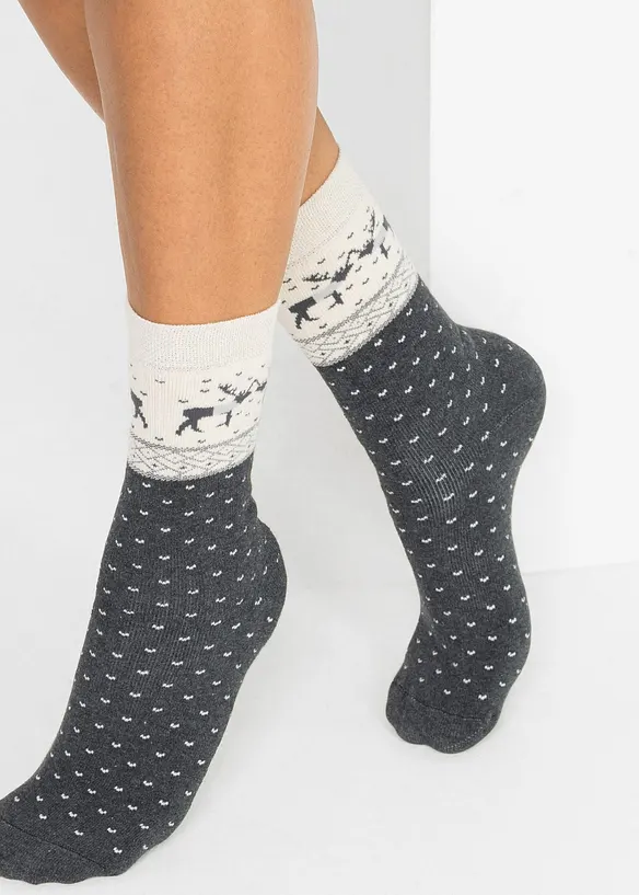Thermosokken (3 paar) met winterdessin, bonprix