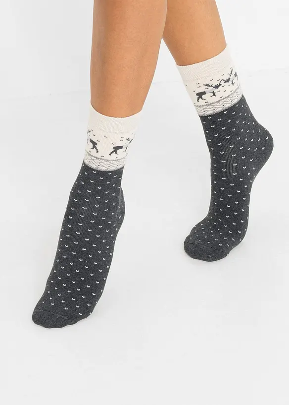 Thermosokken (3 paar) met winterdessin, bonprix