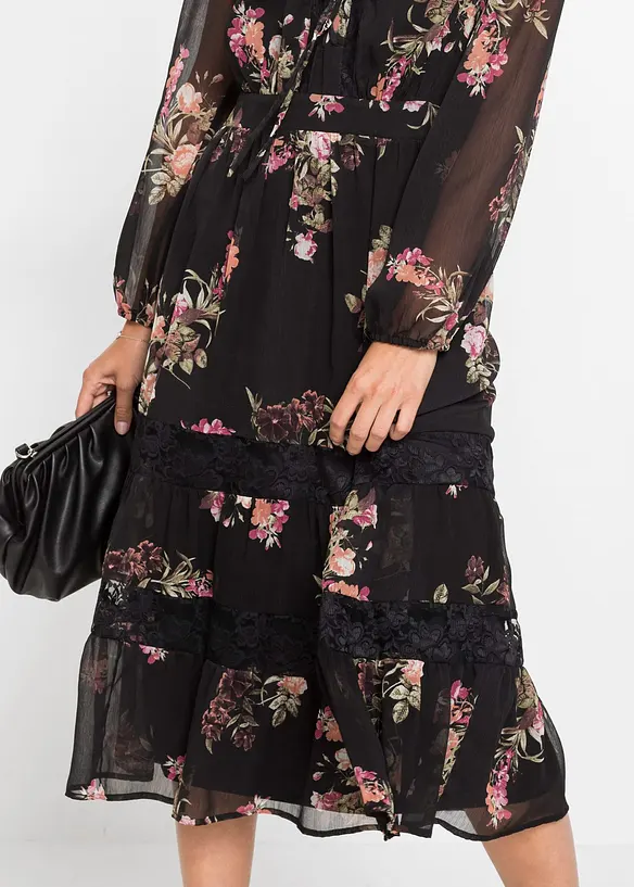 Gedessineerde midi jurk van gerecycled polyester, BODYFLIRT