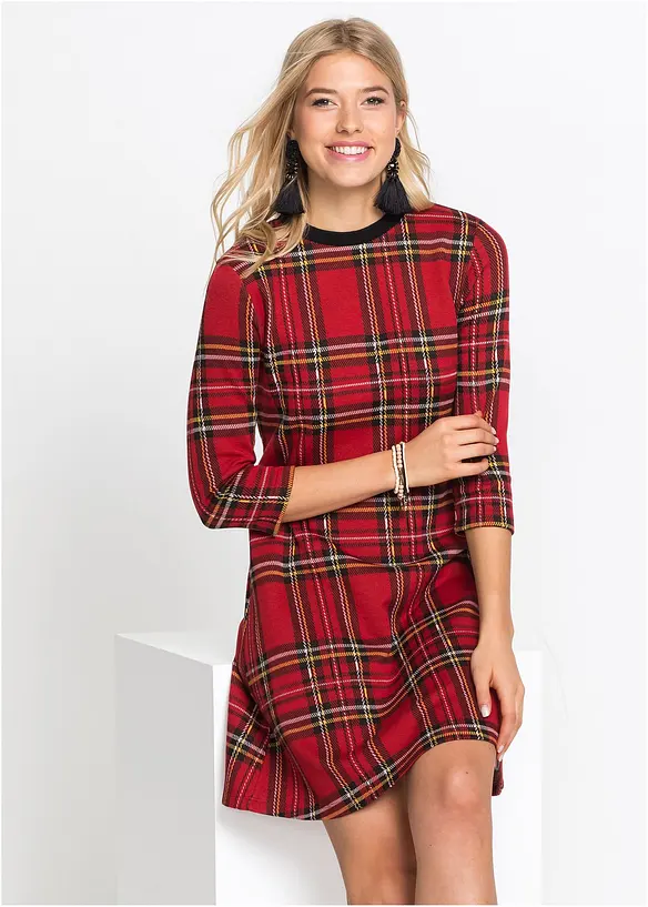 Mini jurk van jacquard met een ruitmotief, bonprix
