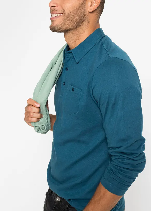 Poloshirt, lange mouw (set van 2), bonprix