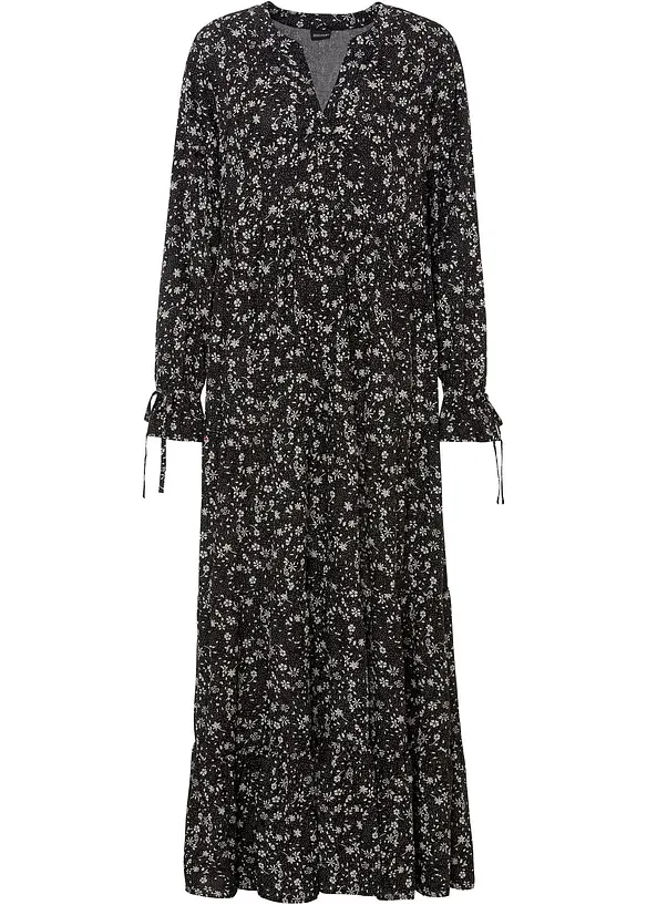 Gedessineerde maxi jurk van viscose, korte maten, BODYFLIRT