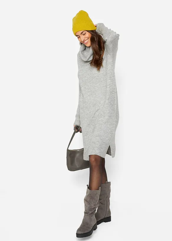 Oversized gebreide jurk met col, bonprix