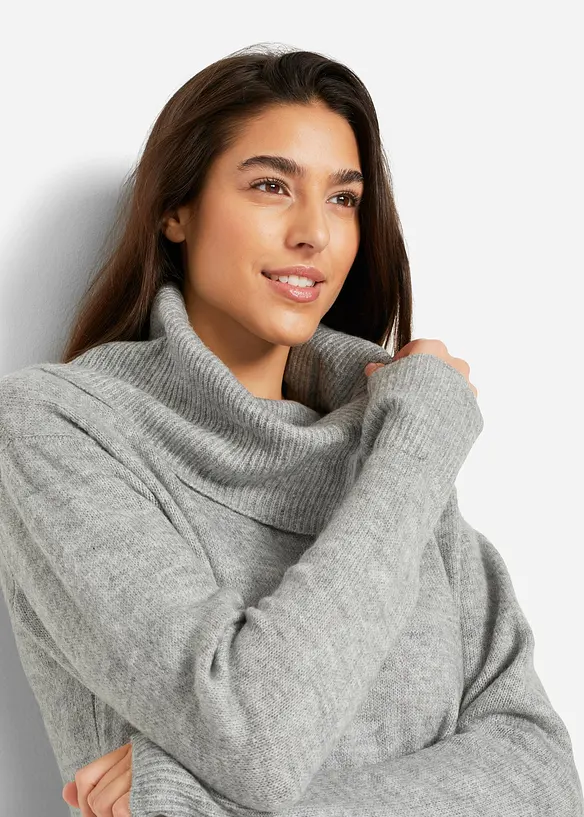 Oversized gebreide jurk met col, bonprix