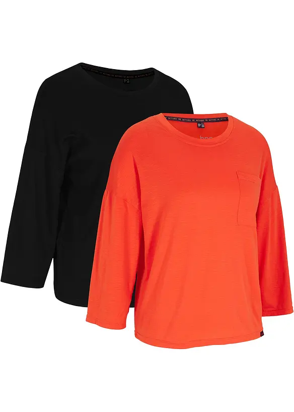 Outdoor T-shirt (set van 2), 3/4 mouw, bpc bonprix collection