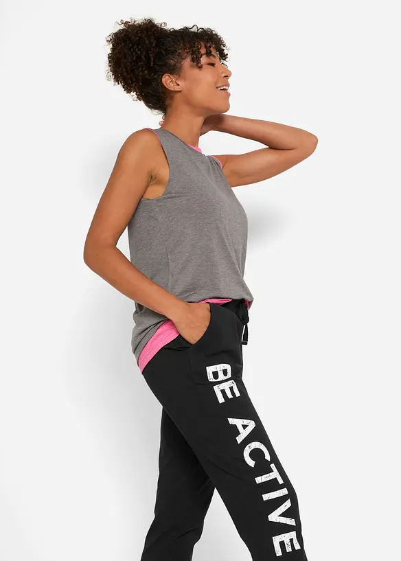 Joggingbroek van katoen met print, loose fit, bonprix