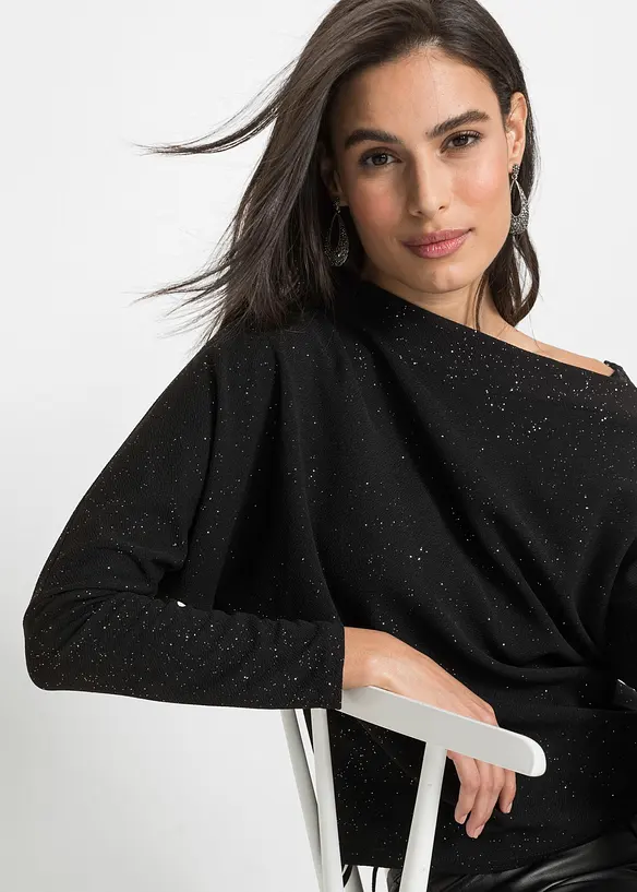 One shoulder shirt met glitter, bonprix
