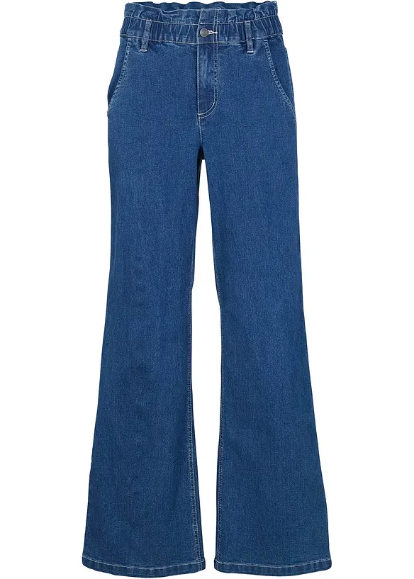 Wide leg paperbag jeans high waist, bonprix